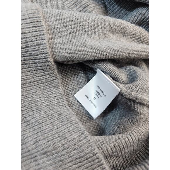 NWT NY&C split neck grey knit tunic sweater size M medium minimalist winter gray - Picture 6 of 8